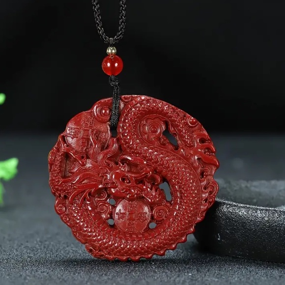 Year of the Dragon Cinnabar necklace - Picture 3 of 8